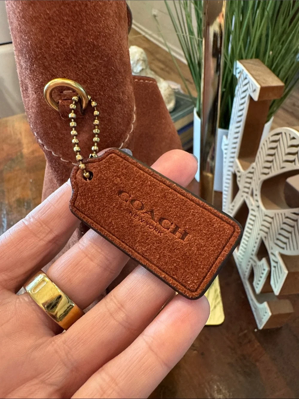 Coach Suede Shoulder Bag in Rust